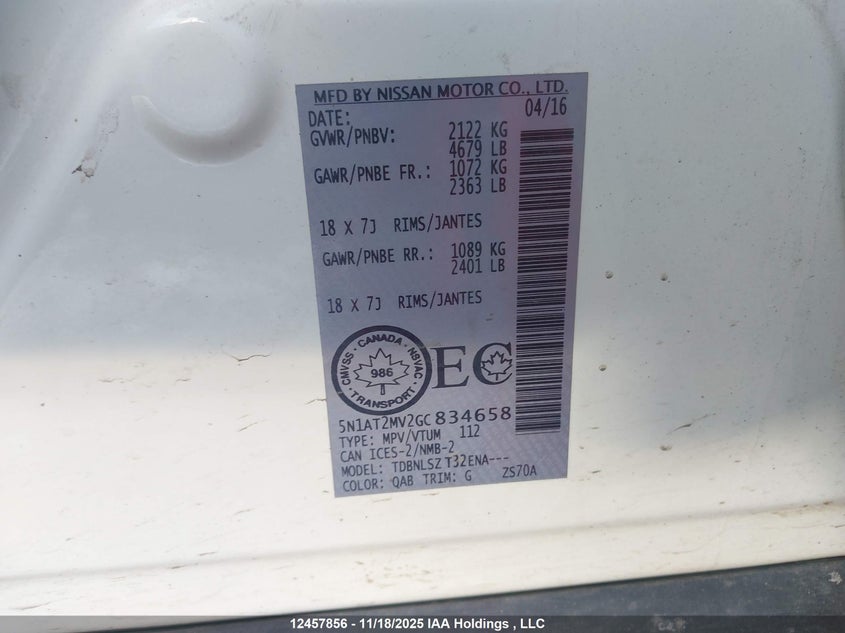 5N1AT2MV2GC834658 2016 NISSAN ROGUE photo no. 18