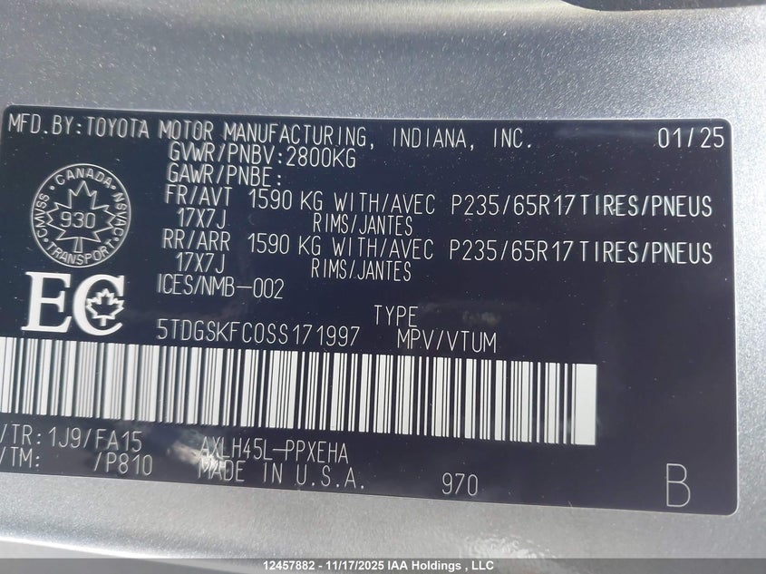 5TDGSKFC0SS171997 2025 TOYOTA SIENNA photo no. 9