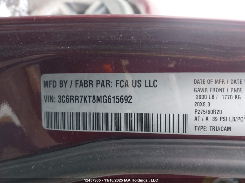 3C6RR7KT8MG615692 2021 RAM 1500 photo no. 9