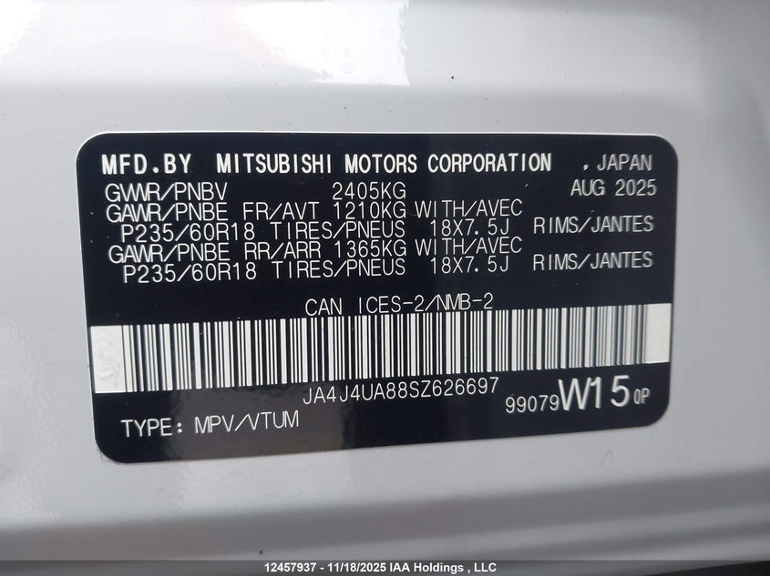 JA4J4UA88SZ626697 2025 MITSUBISHI OUTLANDER photo no. 18