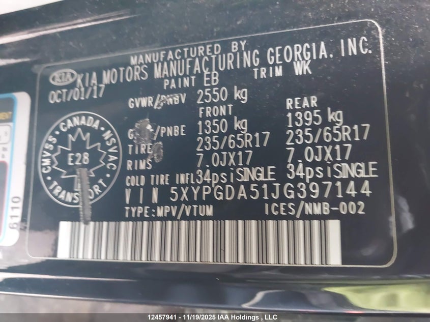5XYPGDA51JG397144 2018 KIA SORENTO photo no. 18