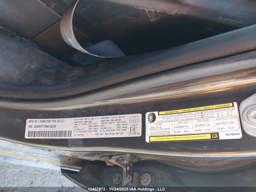 2022 Ram 1500 Big Horn VIN: 1C6SRFFT2NN106230 Lot: 12457972