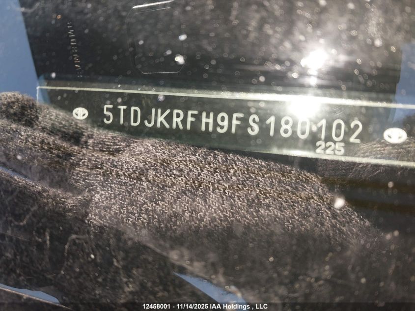 2015 Toyota Highlander Xle VIN: 5TDJKRFH9FS180102 Lot: 12458001