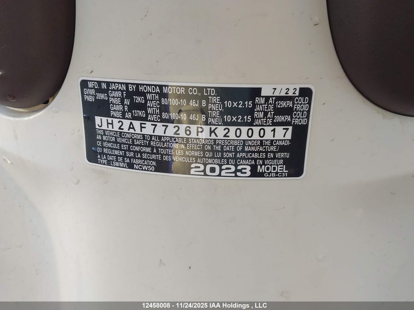 JH2AF7726PK200017 2023 HONDA NC photo no. 10