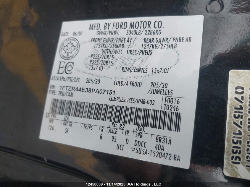 1FTZR44E38PA07151 2008 FORD RANGER photo no. 17