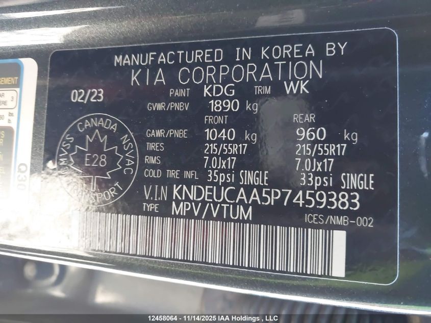 2023 Kia Seltos S VIN: KNDEUCAA5P7459383 Lot: 12458064