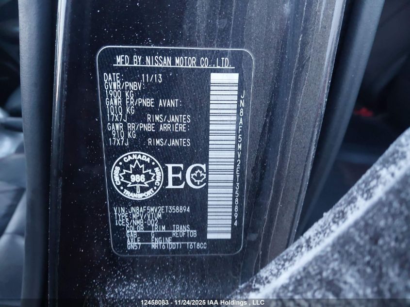 2014 Nissan Juke VIN: JN8AF5MV2ET358894 Lot: 12458083