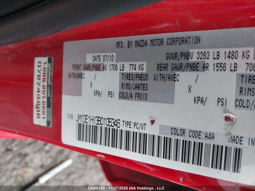 2011 Mazda Mazda2 Gs/Gx VIN: JM1DE1HY3B0105346 Lot: 12458100