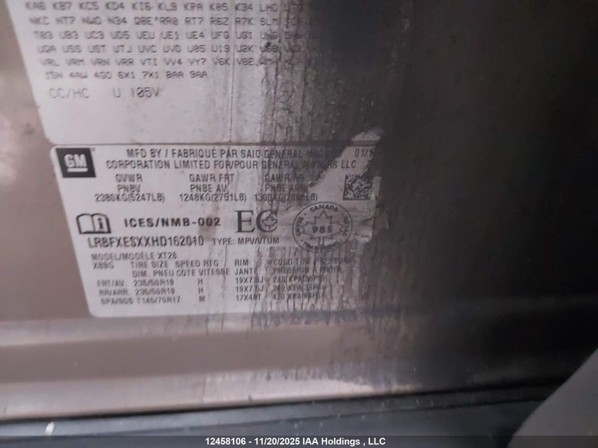 2017 Buick Envision Premium VIN: LRBFXESXXHD162010 Lot: 12458106