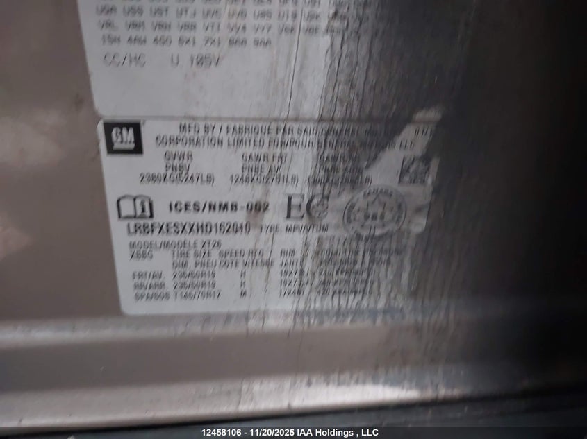 2017 Buick Envision Premium VIN: LRBFXESXXHD162010 Lot: 12458106