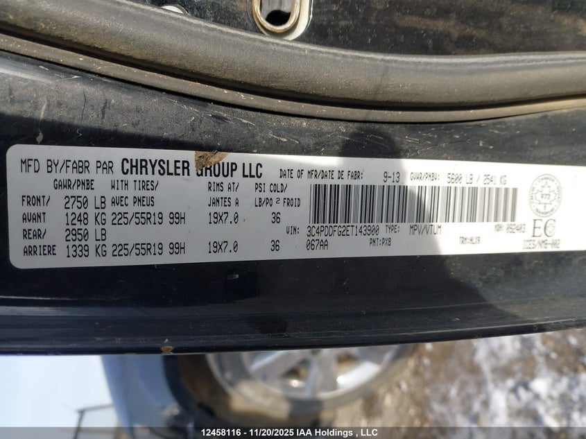 2014 Dodge Journey R/T VIN: 3C4PDDFG2ET143900 Lot: 12458116