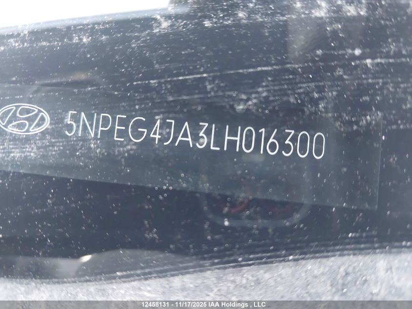 2020 Hyundai Sonata Se VIN: 5NPEG4JA3LH016300 Lot: 12458131