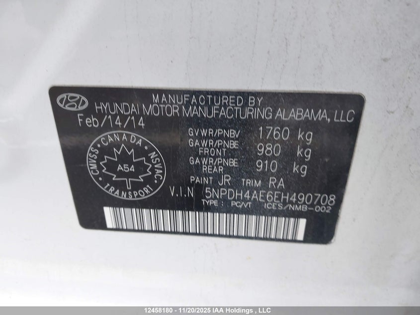 5NPDH4AE6EH490708 2014 HYUNDAI ELANTRA photo no. 18