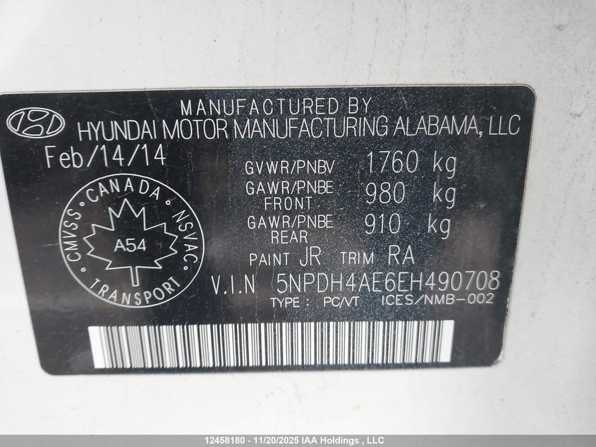 5NPDH4AE6EH490708 2014 HYUNDAI ELANTRA photo no. 9
