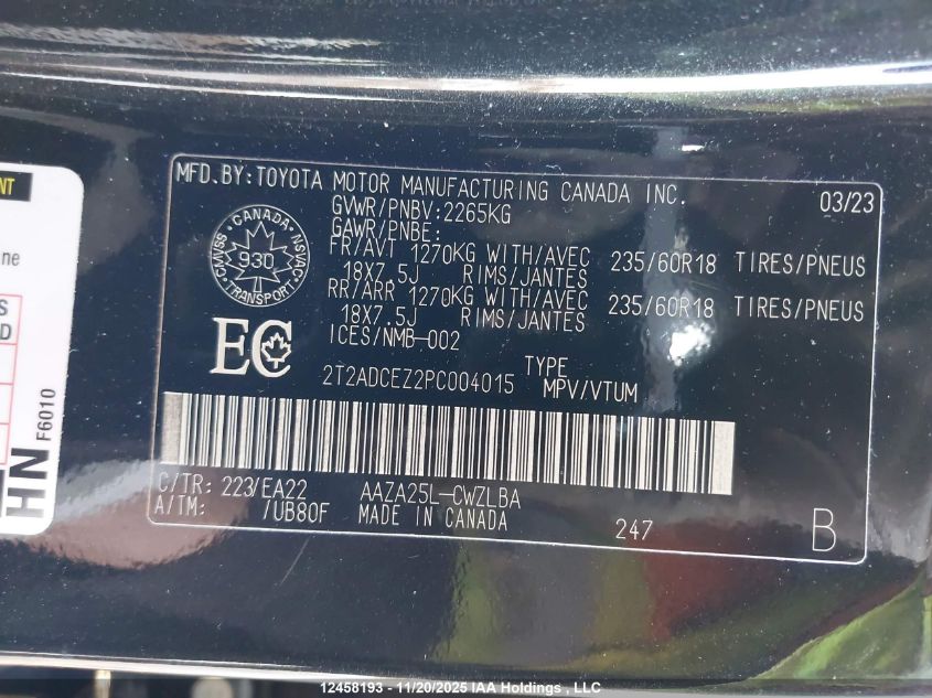 2023 Lexus Nx 250 VIN: 2T2ADCEZ2PC004015 Lot: 12458193