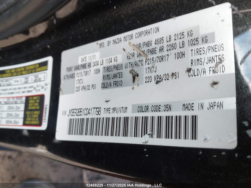 JM3ER2B51C0417798 2012 MAZDA CX-7 photo no. 9