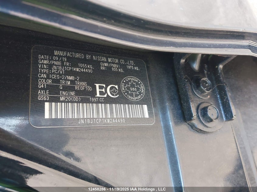 JN1BJ1CP1KW244490 2019 NISSAN ROGUE photo no. 9