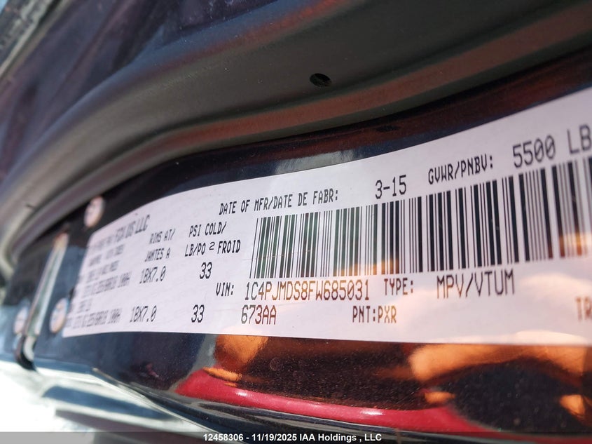 2015 Jeep Cherokee Limited VIN: 1C4PJMDS8FW685031 Lot: 12458306