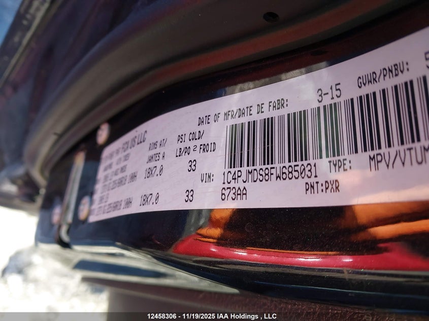 2015 Jeep Cherokee Limited VIN: 1C4PJMDS8FW685031 Lot: 12458306