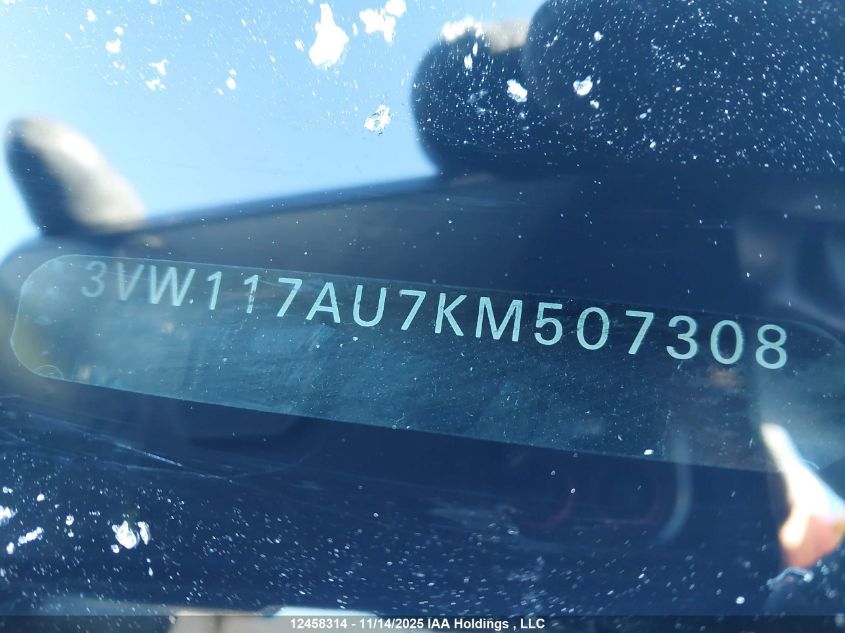 2019 Volkswagen Golf Sportwagen S VIN: 3VW117AU7KM507308 Lot: 12458314