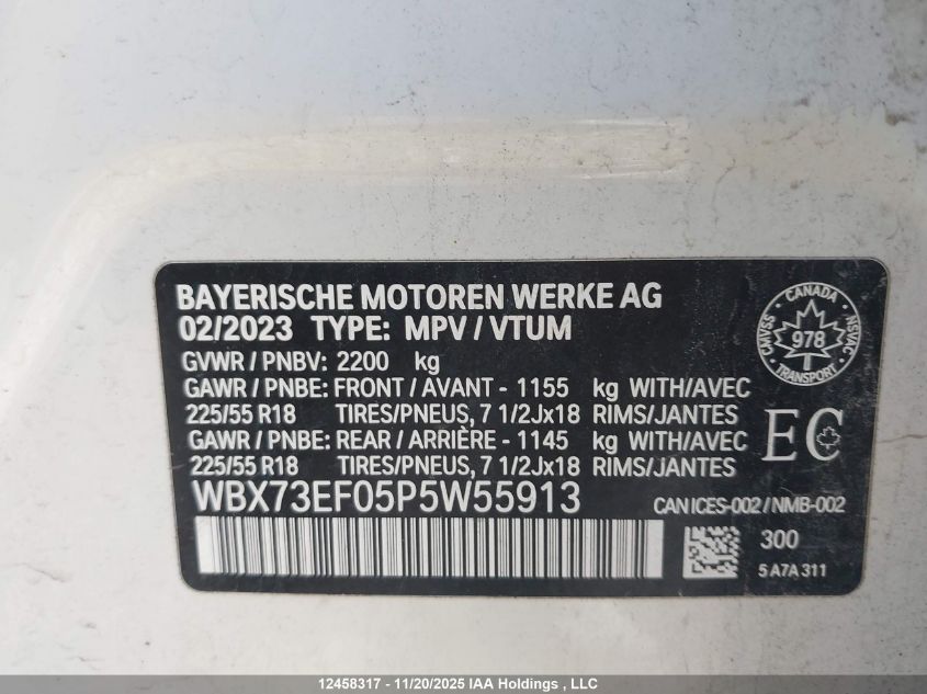 2023 BMW X1 xDrive28I VIN: WBX73EF05P5W55913 Lot: 12458317