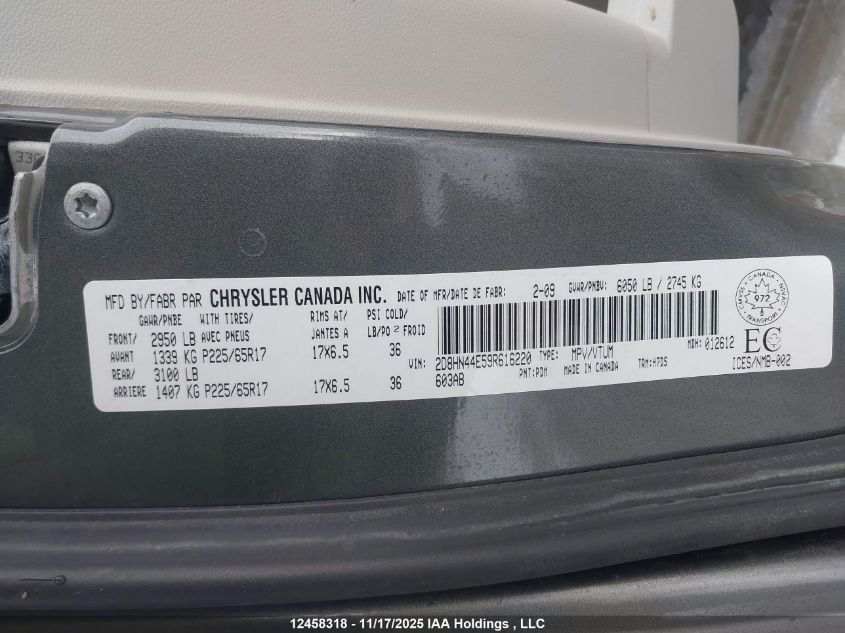 2009 Dodge Grand Caravan Se VIN: 2D8HN44E59R616220 Lot: 12458318