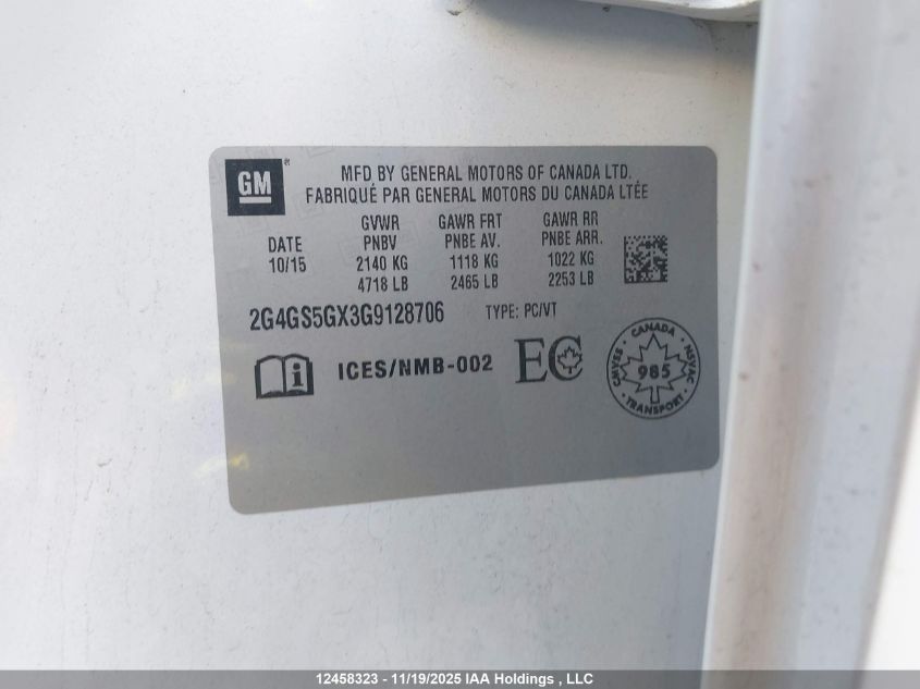 2016 Buick Regal VIN: 2G4GS5GX3G9128706 Lot: 12458323