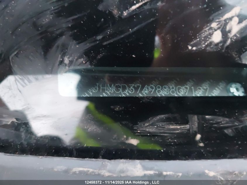 2008 Honda Fit VIN: JHMGD37498S807127 Lot: 12458372