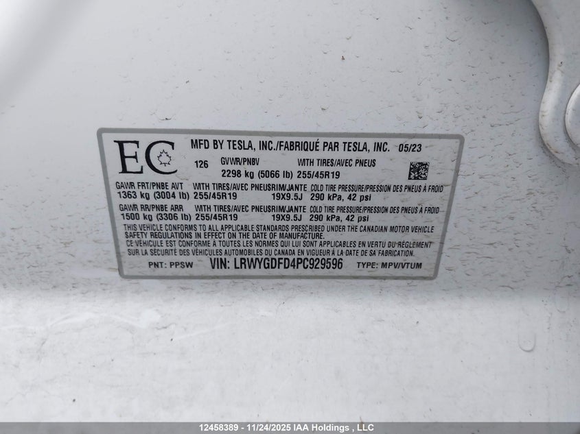 LRWYGDFD4PC929596 2023 TESLA MODEL Y photo no. 18