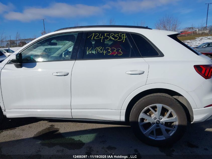 2024 Audi Q3 40 Komfort VIN: WA1AUCF35R1184333 Lot: 12458397