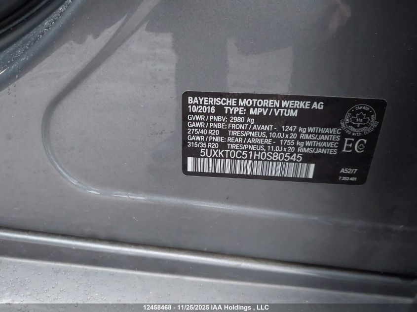 2017 BMW X5 Edrive xDrive40E VIN: 5UXKT0C51H0S80545 Lot: 12458468