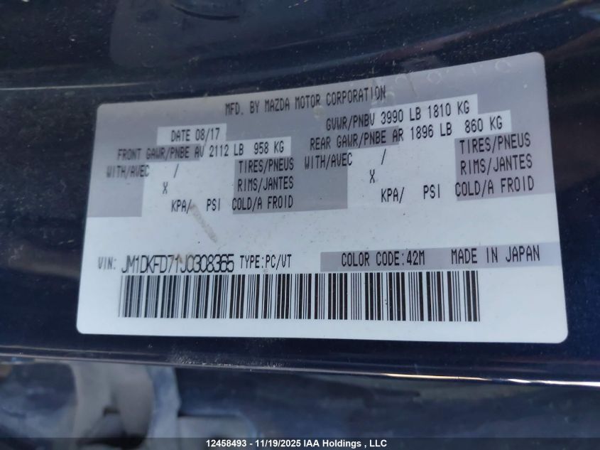 2018 Mazda Cx-3 Grand Touring VIN: JM1DKFD71J0308365 Lot: 12458493