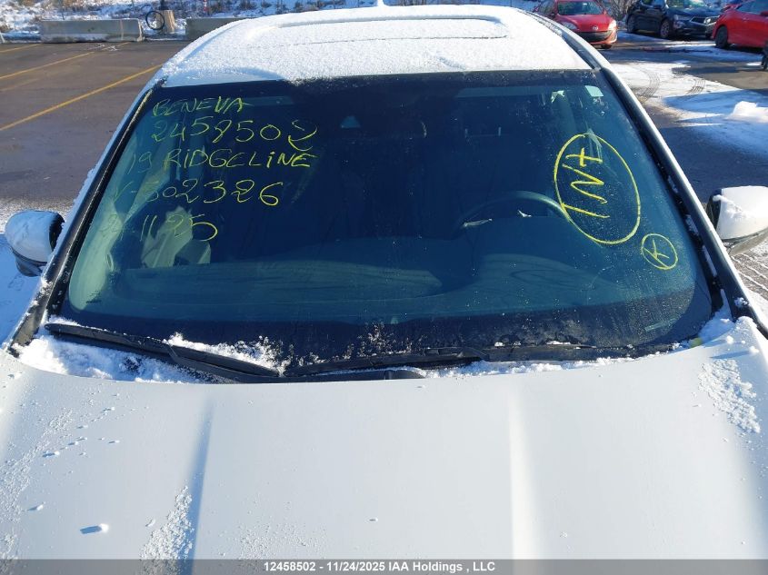 2019 Honda Ridgeline Sport VIN: 5FPYK3F14KB502326 Lot: 12458502