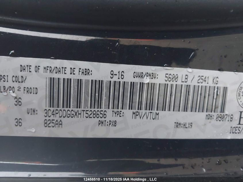 2017 Dodge Journey Crossroad VIN: 3C4PDDGGXHT528656 Lot: 12458510