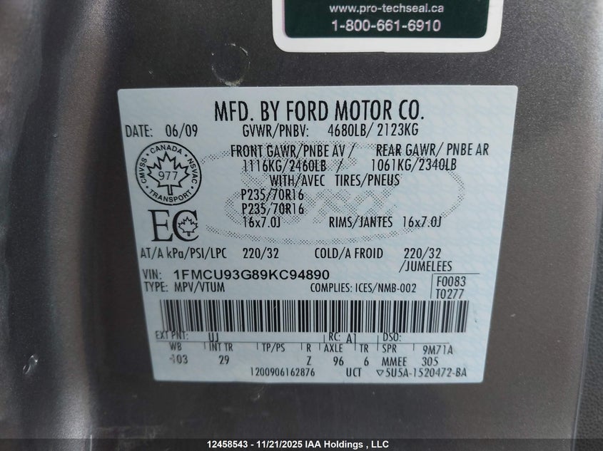 1FMCU93G89KC94890 2009 FORD ESCAPE photo no. 19