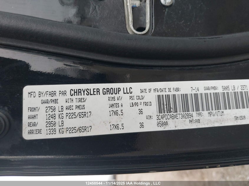 3C4PDCABXET302894 2014 DODGE JOURNEY photo no. 9