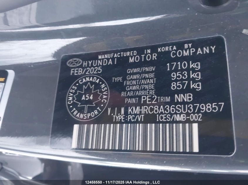 2025 Hyundai Venue Sel/Limited VIN: KMHRC8A36SU379857 Lot: 12458550