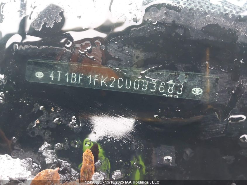 2012 Toyota Camry VIN: 4T1BF1FK2CU093683 Lot: 12458588