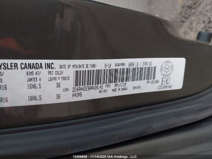 2010 Dodge Grand Caravan Se VIN: 2D4RN4DE9AR420145 Lot: 12458608