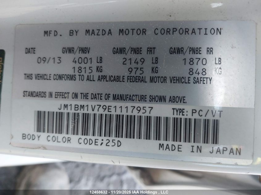 2014 Mazda Mazda3 Gs-Sky VIN: JM1BM1V79E1117957 Lot: 12458632