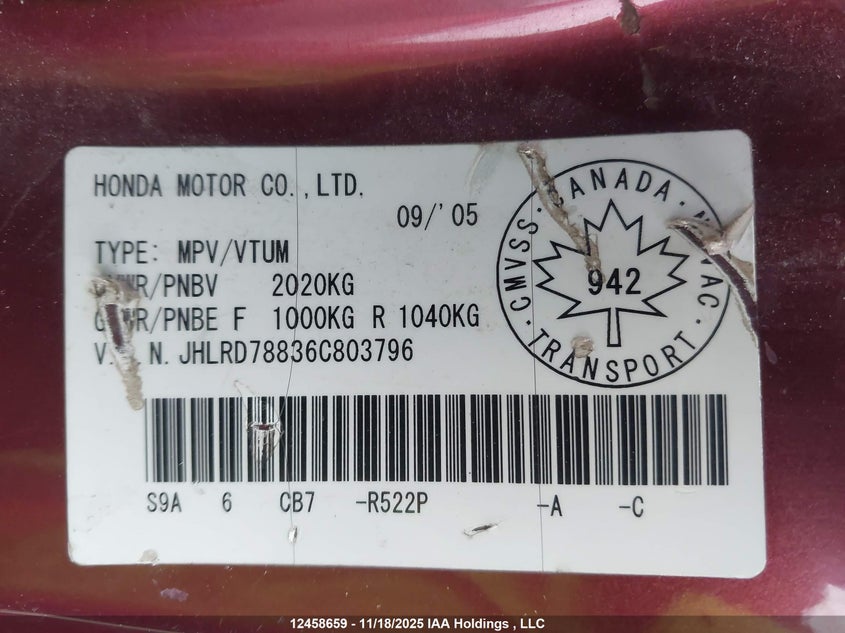 JHLRD78836C803796 2006 HONDA CR-V photo no. 19