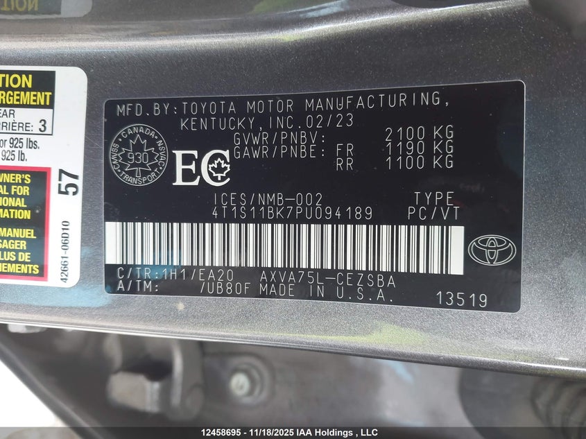 4T1S11BK7PU094189 2023 TOYOTA CAMRY photo no. 9