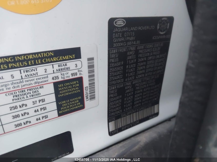 2016 Land Rover Range Rover Sport VIN: SALWR2KFXGA631123 Lot: 12458705