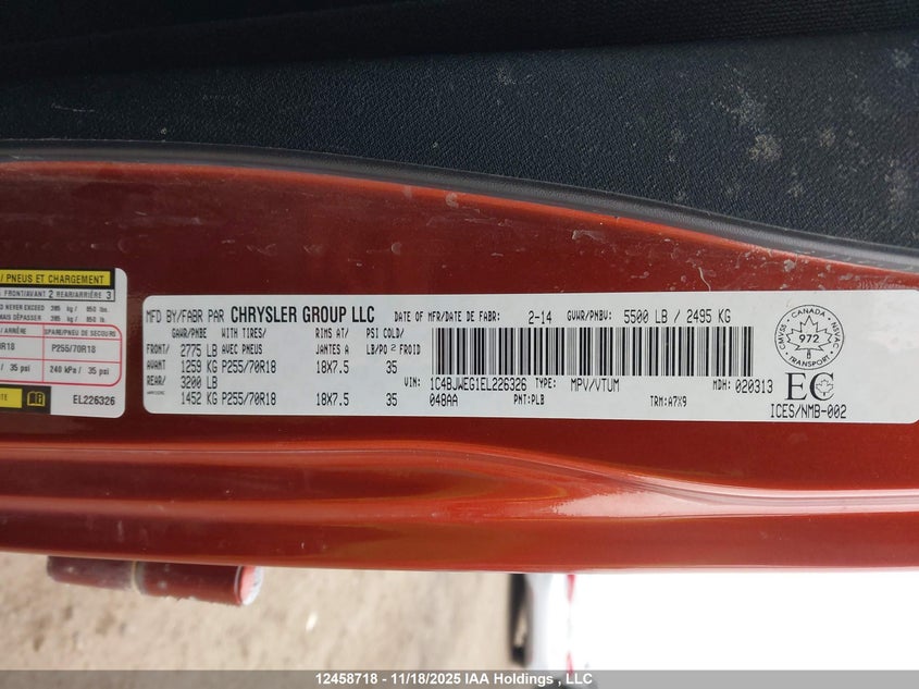 1C4BJWEG1EL226326 2014 JEEP WRANGLER photo no. 9