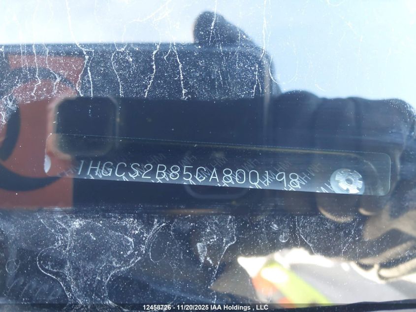2012 Honda Accord Ex-L V6 VIN: 1HGCS2B85CA800198 Lot: 12458726