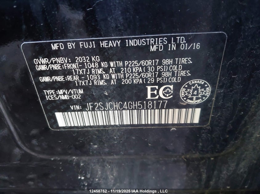 JF2SJCHC4GH518177 2016 SUBARU FORESTER photo no. 9