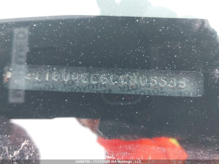 2012 Toyota Corolla S/Le VIN: 2T1BU4EE6CC805536 Lot: 12458780