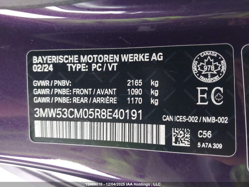 2024 BMW M240Xi VIN: 3MW53CM05R8E40191 Lot: 12458810