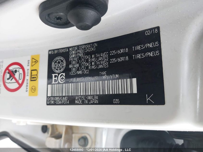 2018 Lexus Nx 300H VIN: JTJBJRBZ8J2088689 Lot: 12458893