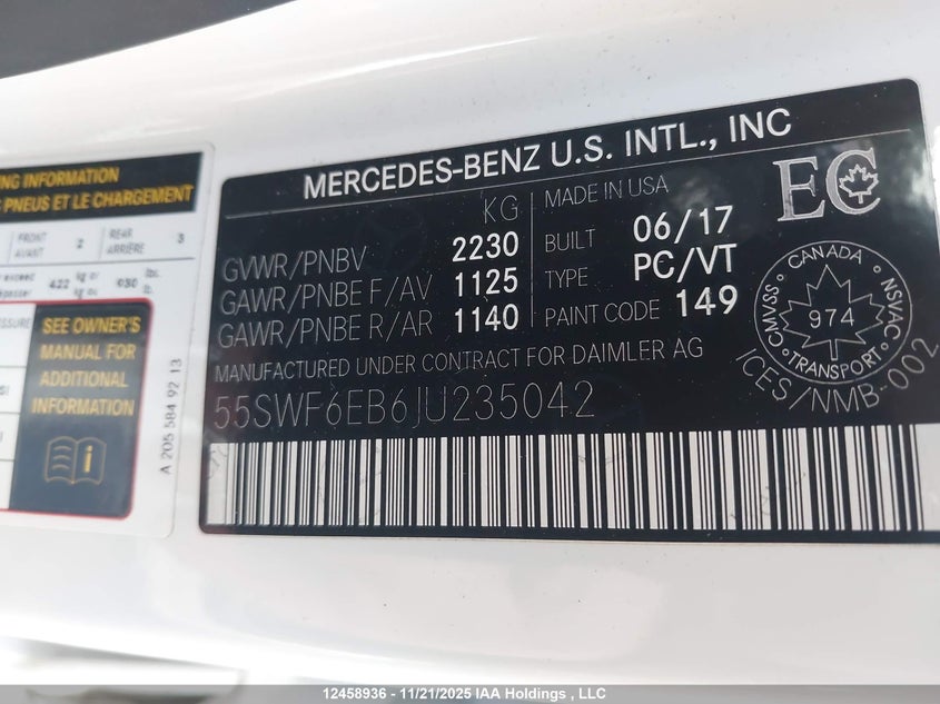 55SWF6EB6JU235042 2018 MERCEDES-BENZ  photo no. 9